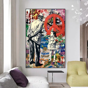 Banksy Peace: Inspirational Street Art Canvas Wall Decor-Banksy Wall Poster