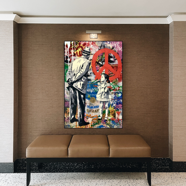 Banksy Peace: Inspirational Street Art Canvas Wall Decor-Banksy Wall Poster