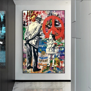 Banksy Peace: Inspirational Street Art Canvas Wall Decor-Banksy Wall Poster