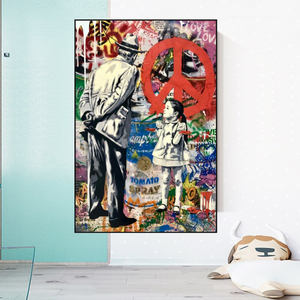 Banksy Peace: Inspirational Street Art Canvas Wall Decor-Banksy Wall Poster