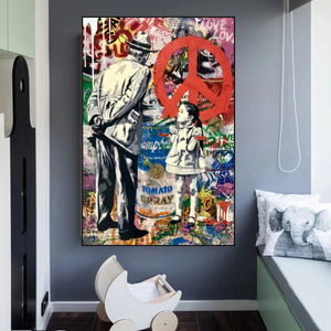 Banksy Peace: Inspirational Street Art Canvas Wall Decor-Banksy Wall Poster