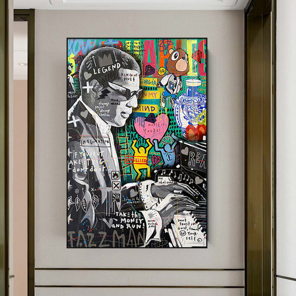 Banksy Ray Charles Robinson American Singer Canvas Wall Art-Banksy Wall Poster