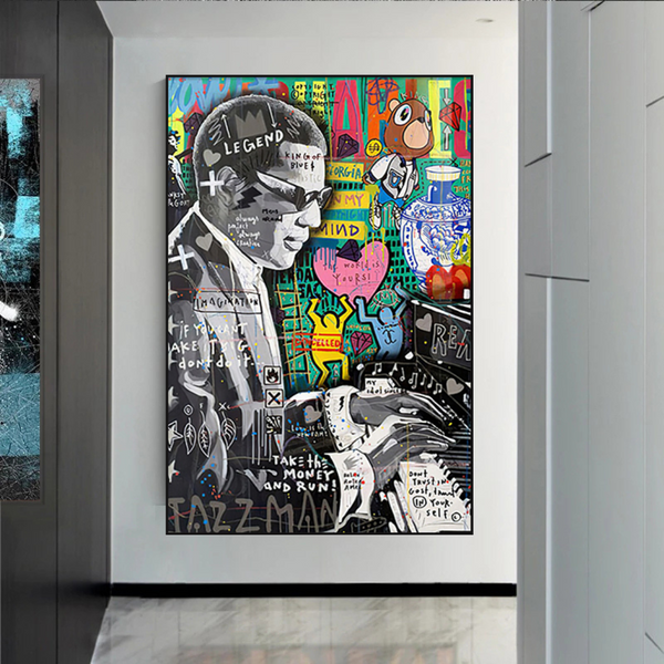 Banksy Ray Charles Robinson American Singer Canvas Wall Art-Banksy Wall Poster