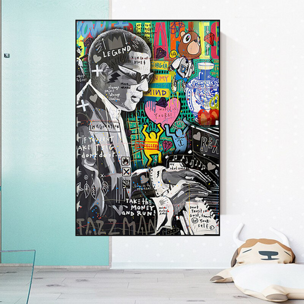 Banksy Ray Charles Robinson American Singer Canvas Wall Art-Banksy Wall Poster