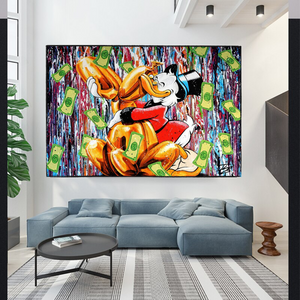 Banksy Scrooge McDuck and Dog Canvas Wall Art-Banksy Wall Poster