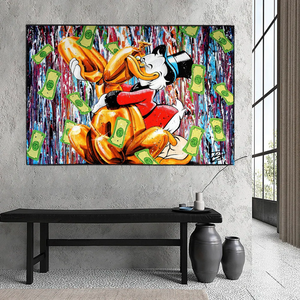 Banksy Scrooge McDuck and Dog Canvas Wall Art-Banksy Wall Poster