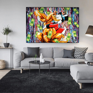 Banksy Scrooge McDuck and Dog Canvas Wall Art-Banksy Wall Poster