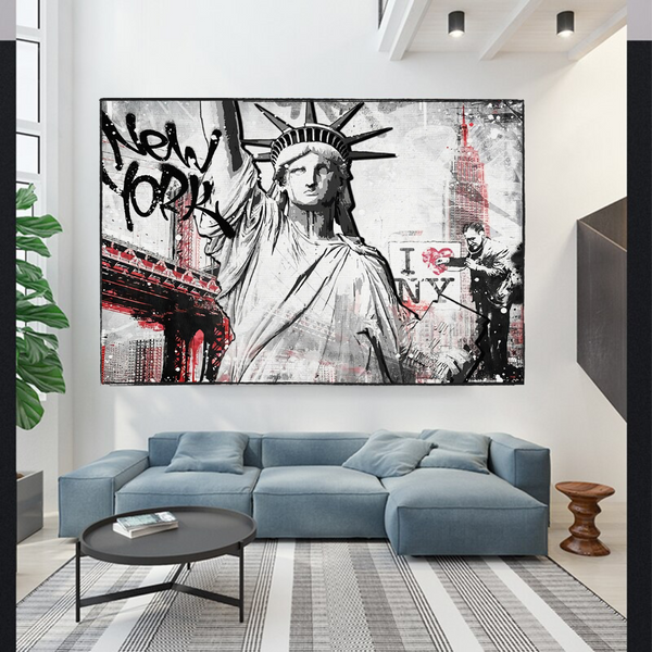 Banksy Statue of Liberty New York Canvas Wall Art-Banksy Wall Poster