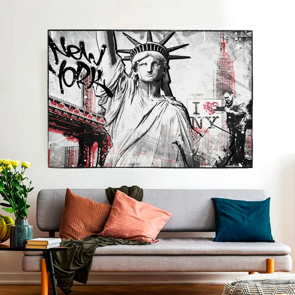 Banksy Statue of Liberty New York Canvas Wall Art-Banksy Wall Poster