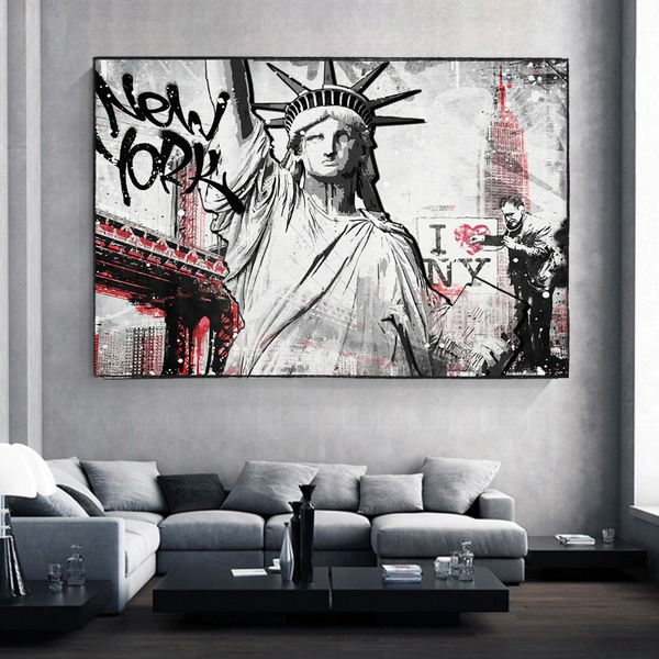 Banksy Statue of Liberty New York Canvas Wall Art-Banksy Wall Poster