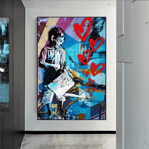 Banksy Steet Art Boy Planting Love Canvas Wall Art-Banksy Wall Poster