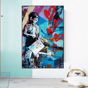 Banksy Steet Art Boy Planting Love Canvas Wall Art-Banksy Wall Poster