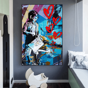 Banksy Steet Art Boy Planting Love Canvas Wall Art-Banksy Wall Poster