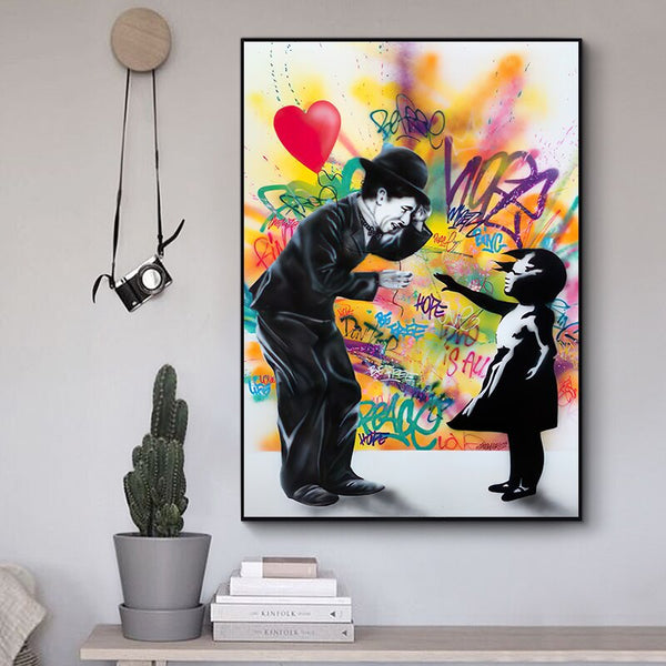 Banksy Street Graffiti Art Love Heart Girl Canvas Wall Art-Banksy Wall Poster