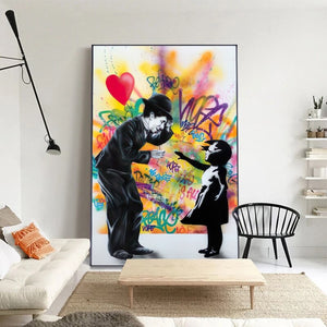 Banksy Street Graffiti Art Love Heart Girl Canvas Wall Art-Banksy Wall Poster