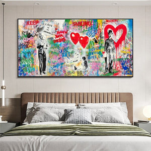 Banksy Wall Art Print Follow Your Dreams Keep Smiling - Home Decor-Banksy Wall Poster