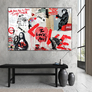Banksy We are all in this Together Canvas Wall Art-Banksy Wall Poster
