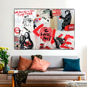 Banksy We are all in this Together Canvas Wall Art-Banksy Wall Poster