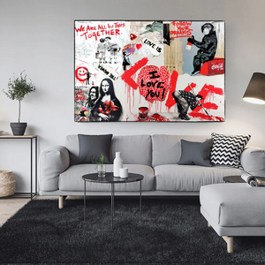 Banksy We are all in this Together Canvas Wall Art-Banksy Wall Poster