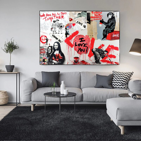 Banksy We are all in this Together Canvas Wall Art-Banksy Wall Poster