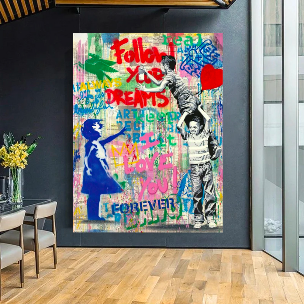 Banksy's 'Follow Your Heart' Canvas Wall Art-Banksy Wall Poster