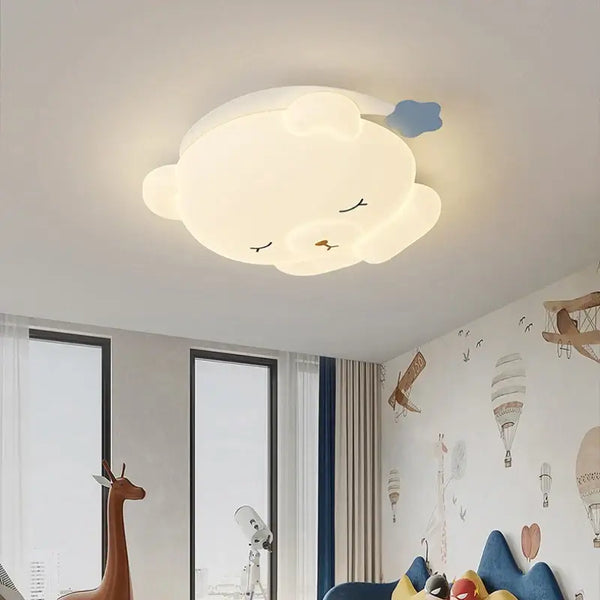 Bear Sleeping in Moon Cap Ceiling Light for Kids Room-Kids Room Nursery Lighting