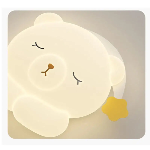 Bear Sleeping in Moon Cap Ceiling Light for Kids Room-Kids Room Nursery Lighting