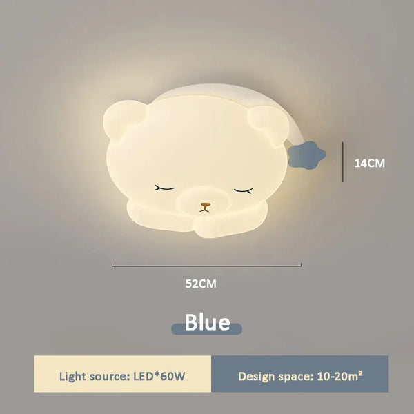 Bear Sleeping in Moon Cap Ceiling Light for Kids Room-Kids Room Nursery Lighting