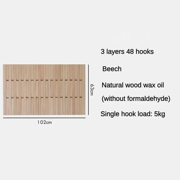 Beech Wood Piano Wall Hanging Coats Organiser-Drying Racks & Hangers