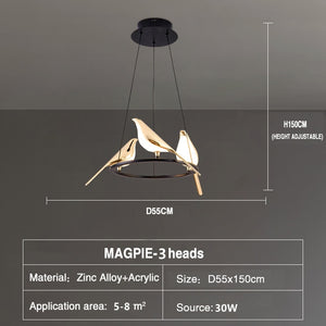 Bird Shaped Acrylic Chandelier: Elegant Lighting Solution-Kitchen Island