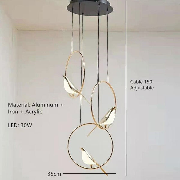 Bird Shaped Acrylic Chandelier: Elegant Lighting Solution-Kitchen Island