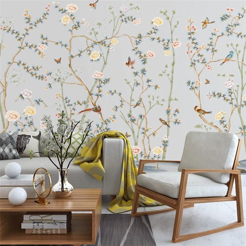 Birds on Tree Wallpaper Mural: Bring Nature Indoors-Flower & Leaf Wallpaper