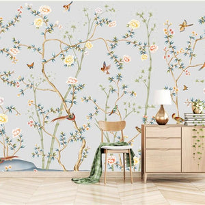 Birds on Tree Wallpaper Mural: Bring Nature Indoors-Flower & Leaf Wallpaper