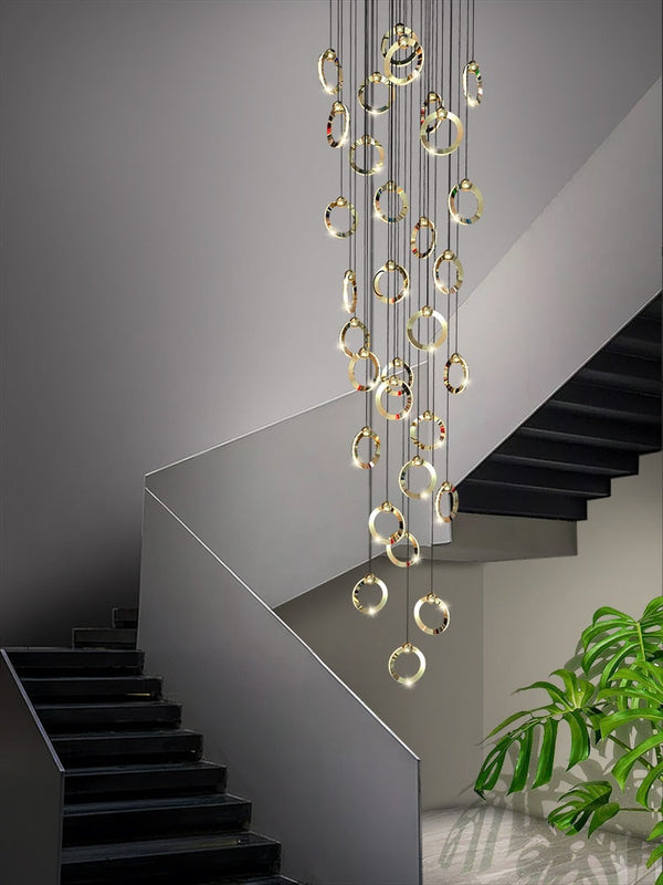 Black Minimalist Rotating Staircase Chandelier-Staircase Chandelier