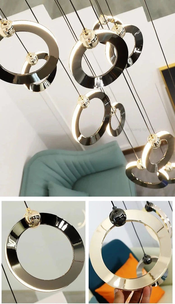 Black Minimalist Rotating Staircase Chandelier-Staircase Chandelier