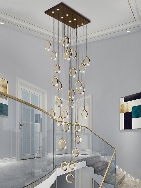 Black Minimalist Rotating Staircase Chandelier-Staircase Chandelier