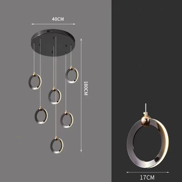 Black Minimalist Rotating Staircase Chandelier-Staircase Chandelier