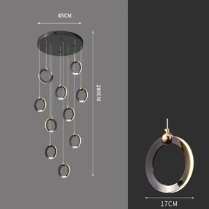 Black Minimalist Rotating Staircase Chandelier-Staircase Chandelier