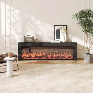Black Oak Fireplace TV Cabinet Simulated Flames-Fireplaces