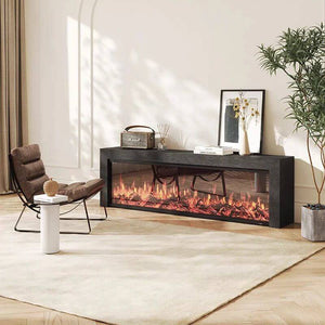 Black Oak Fireplace TV Cabinet Simulated Flames-Fireplaces