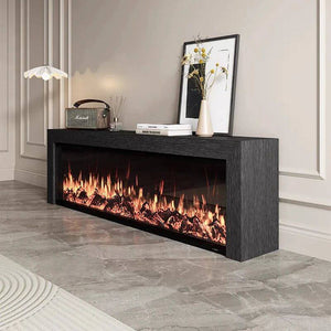 Black Oak Fireplace TV Cabinet Simulated Flames-Fireplaces