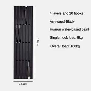 Black Oak Wood Piano Wall Hanging Coats Organiser-Drying Racks & Hangers