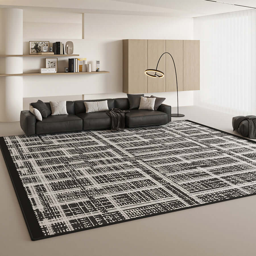 Black & White Diagonal Maze Rug - Artistic Elegance-Rugs & Carpets