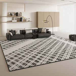 Black & White Mesh Diagonal Rug - Modern Sophistication-Rugs & Carpets