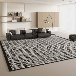 Black & White Mesh Net Rug - Timeless Modern Elegance-Rugs & Carpets