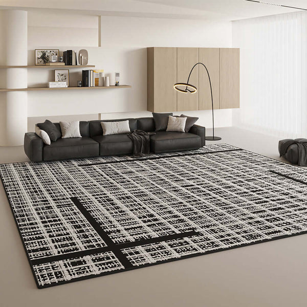Black & White Mesh Plus Net Rug - Artistic Modern Elegance-Rugs & Carpets