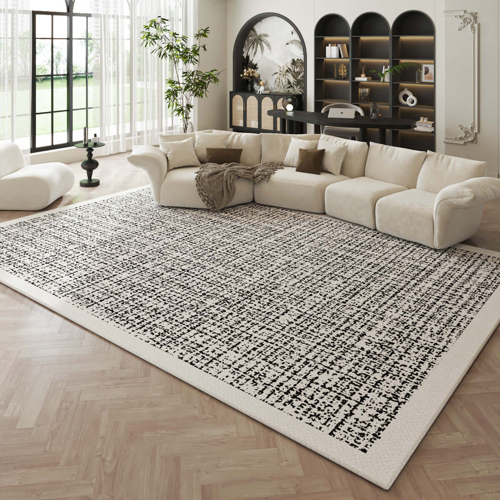 Black & White Net Rug - Contemporary Elegance-Rugs & Carpets