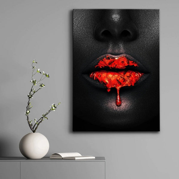 Black Women Red Lips Art - Dripping & Seductive-Wall Posters