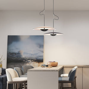 Black Wood Grain LED Pendant Light - Dining Room Design-Pendant Lights