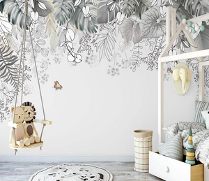 Blossom Greens Wallpaper Murals: Stunning Wall Decor-Flower & Leaf Wallpaper
